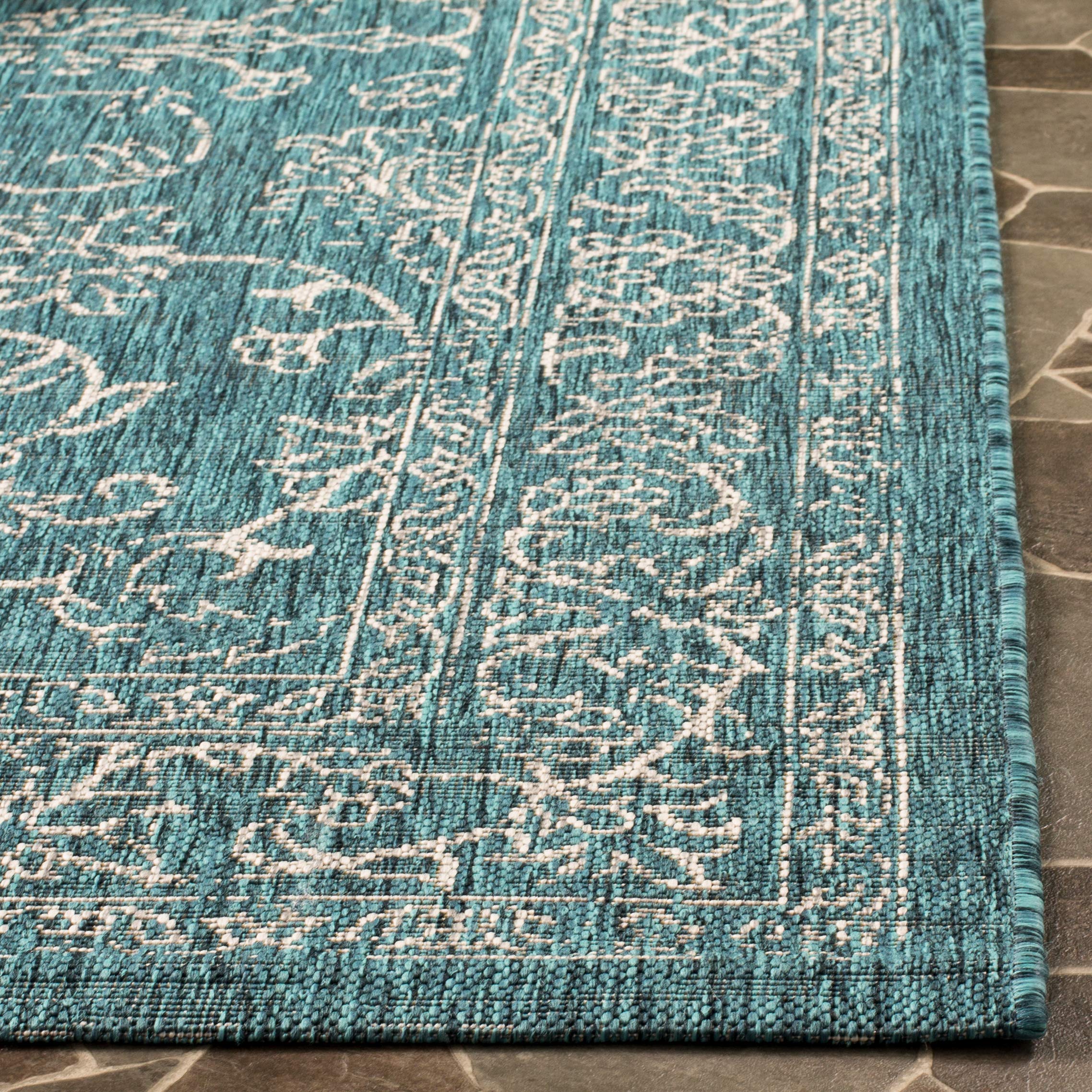 Safavieh Courtyard Collection Accent Rug - 2'3' X 5', Turquoise, Non-Shedding & Easy Care, Indoor/Outdoor & Washable-Ideal For Patio, Backyard, Mudroom (Cy8680-37221)