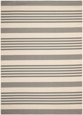SAFAVIEH Courtyard Collection Area Rug - 8 x 10, Grey & Bone, Stripe Design, Non-Shedding & Easy Care, Indoor/Outdoor & Washab