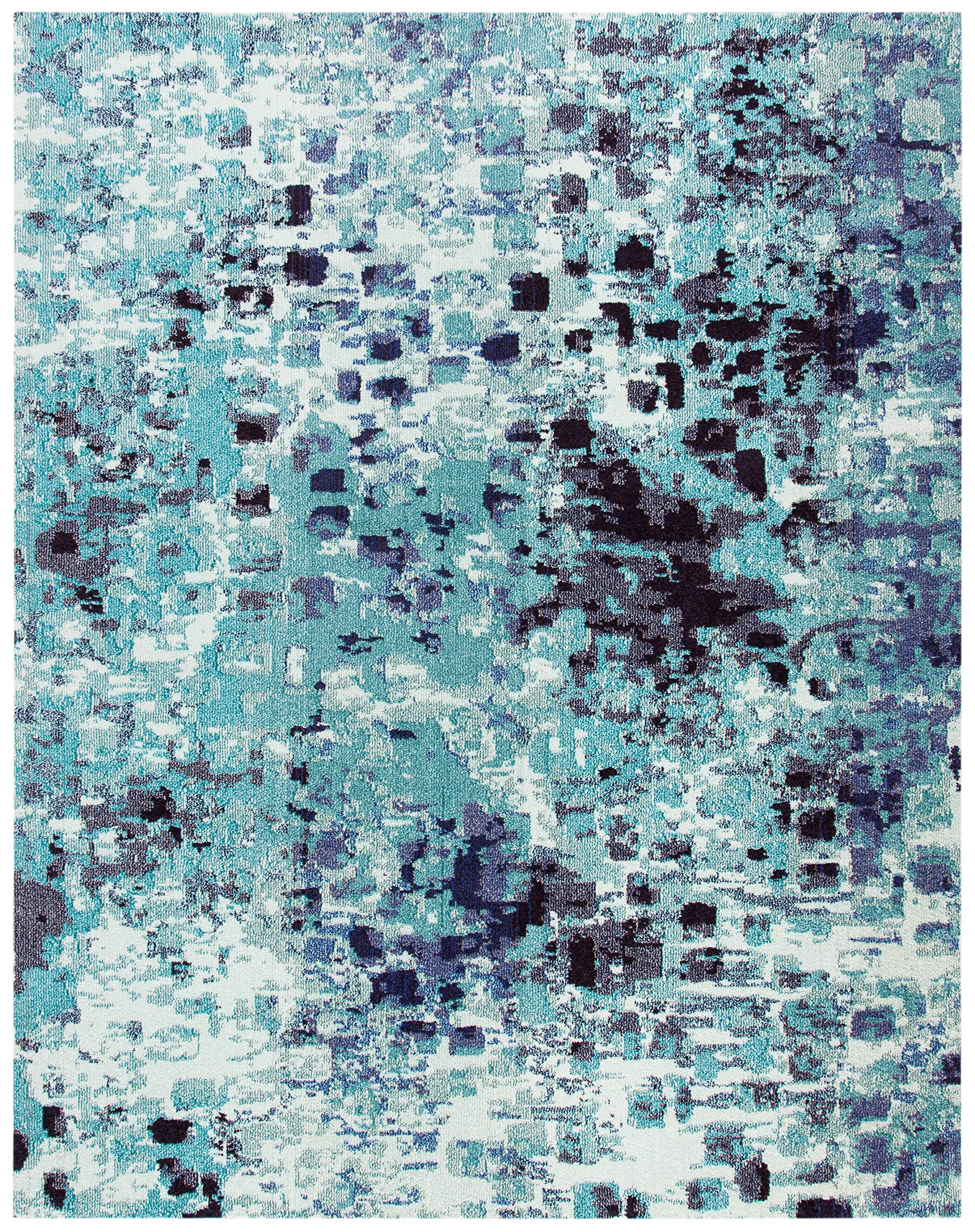 Safavieh Madison Collection Area Rug - 6' X 9', Turquoise & Navy, Boho Abstract Distressed Design, Non-Shedding & Easy Care, Ide