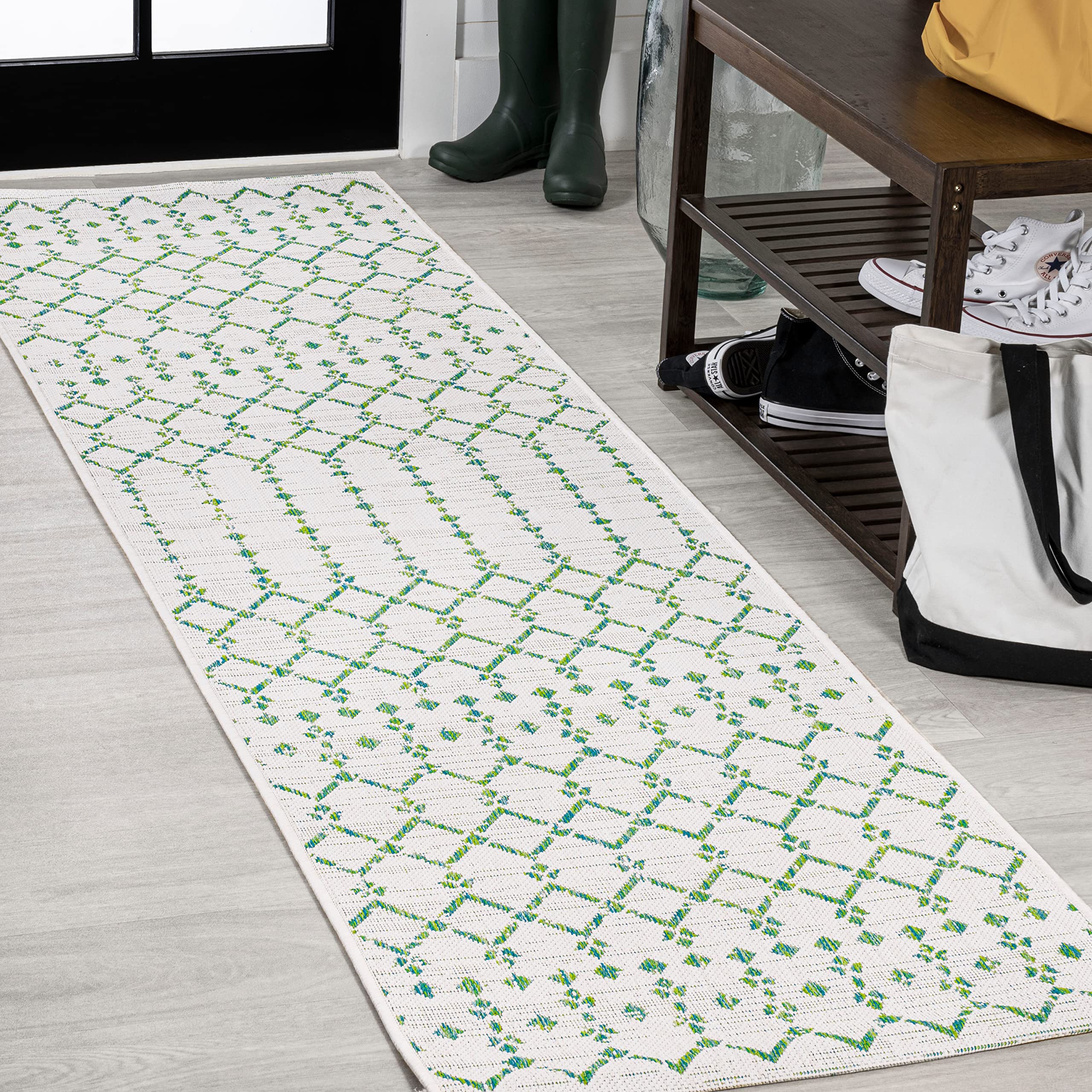 Jonathan Y Smb108R-210 Ourika Moroccan Geometric Textured Weave Indoor Outdoor -Area Rug, Bohemian, Rustic, Scandinavian Easy-Cl