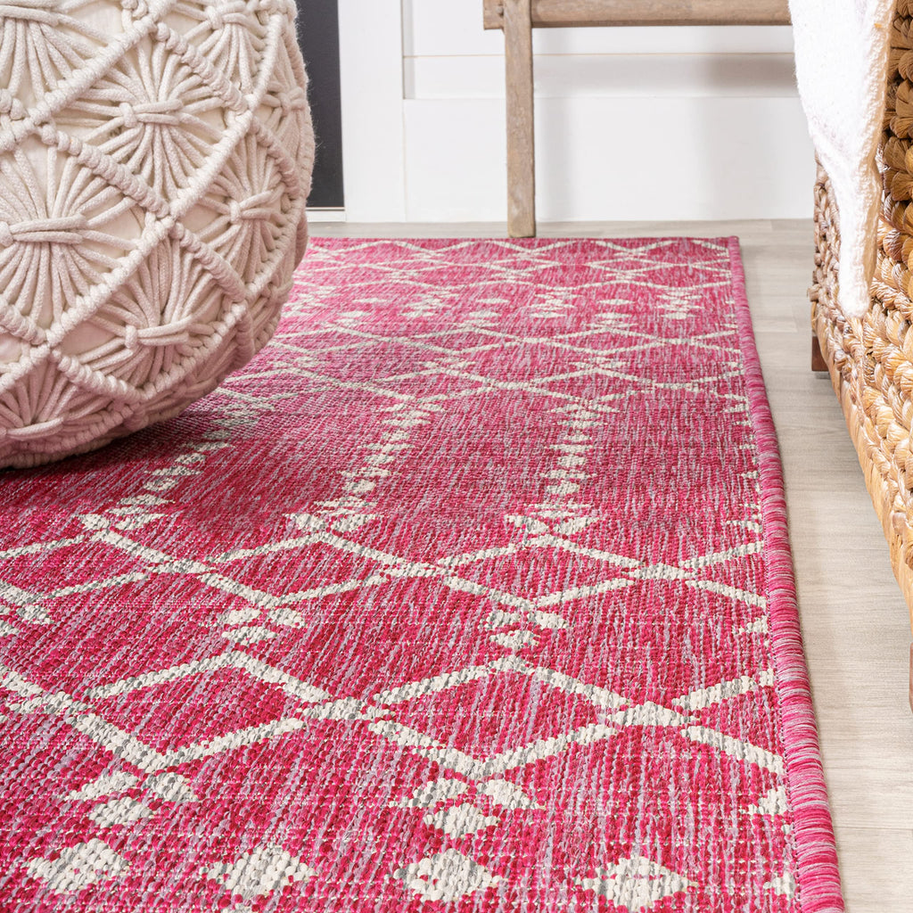 Jonathan Y Smb108Q-5R Ourika Moroccan Geometric Textured Weave Indoor Outdoor Area Rug, Coastal, Bohemian, Modern Easy Clean,Bed