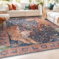 Well Woven Apollo Botanical Tiger Navy Washable Rug - Dining Room & Bedroom, 710 x 910, Durable