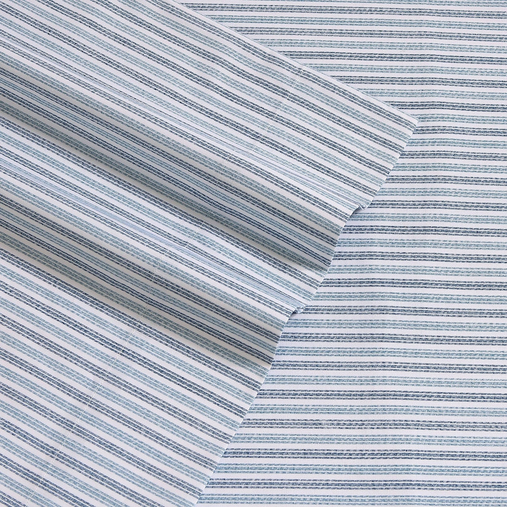 Eddie Bauer Sheets Cotton Percale Bedding Set, Crisp & Cool, Stylish Home Decor, Twin, Ticking Stripe Blue/White