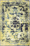 Unique Loom Sofia Collection Area Rug - Salle Garnier (5 3 x 8 Rectangle, Navy Blue/ Yellow)