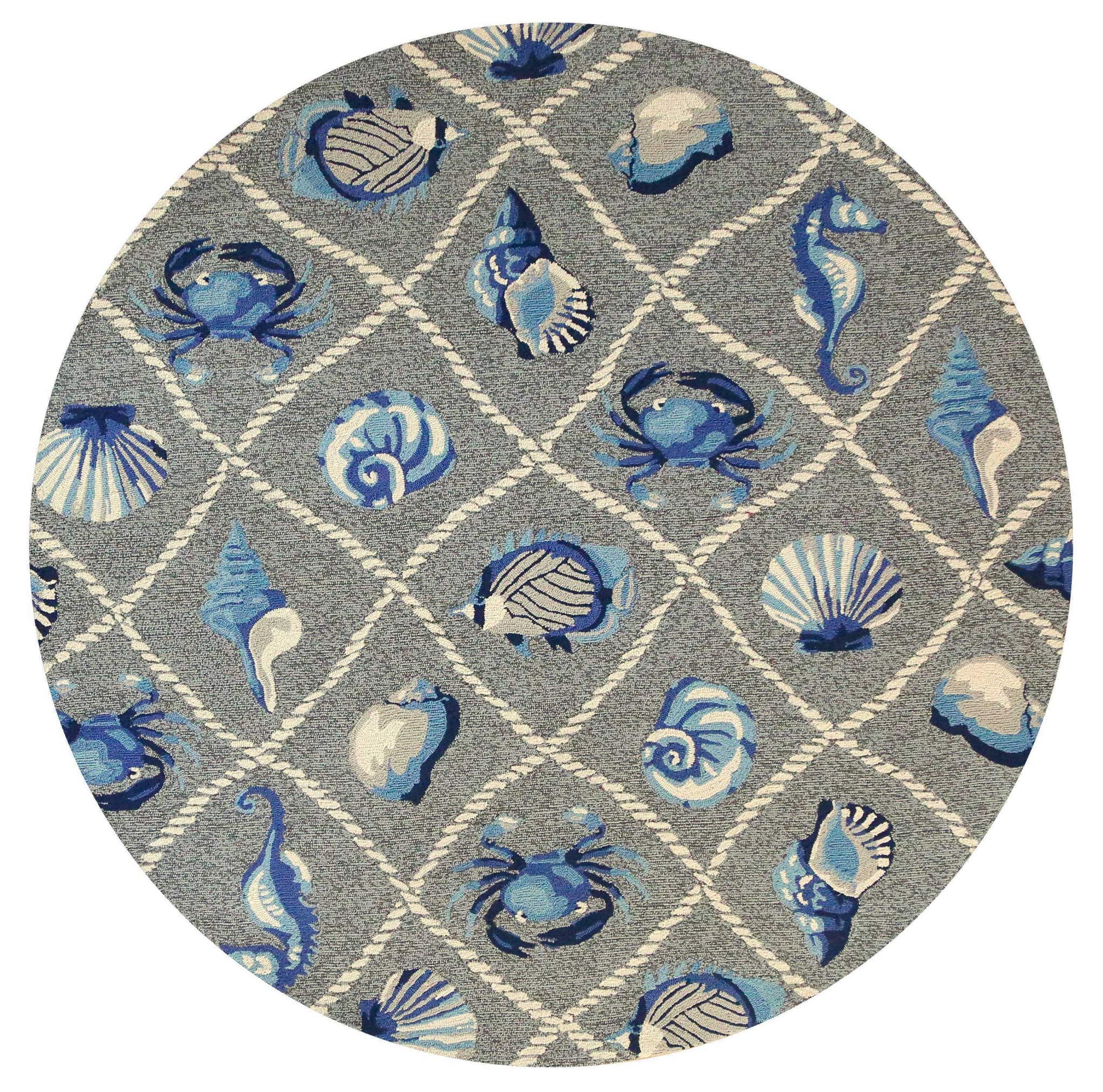 HomeRoots Decor 7'6' Round UV-Treated Polypropelene Grey Area Rug