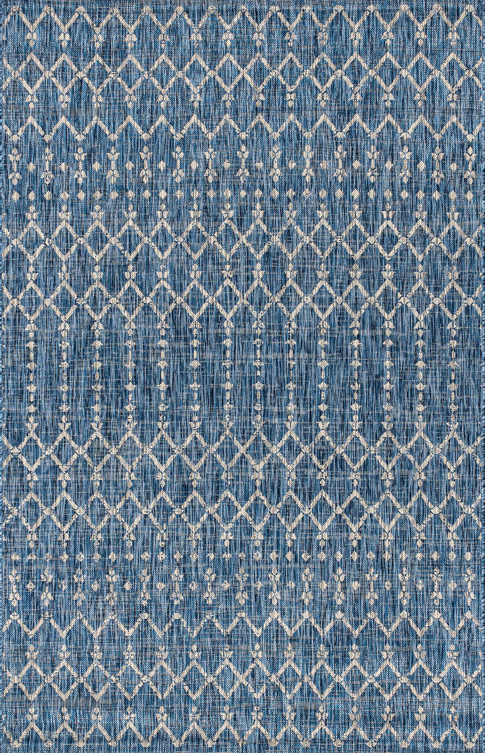 Jonathan Y Smb108B-8 Ourika Moroccan Geometric Textured Weave Indoor Outdoor Area Rug, Bohemian, Rustic, Scandinavian Easy Cleaning,Bedroom,Kitchen,Backyard,Patio,Non Shedding, Navy/Light Gray, 8 X 10