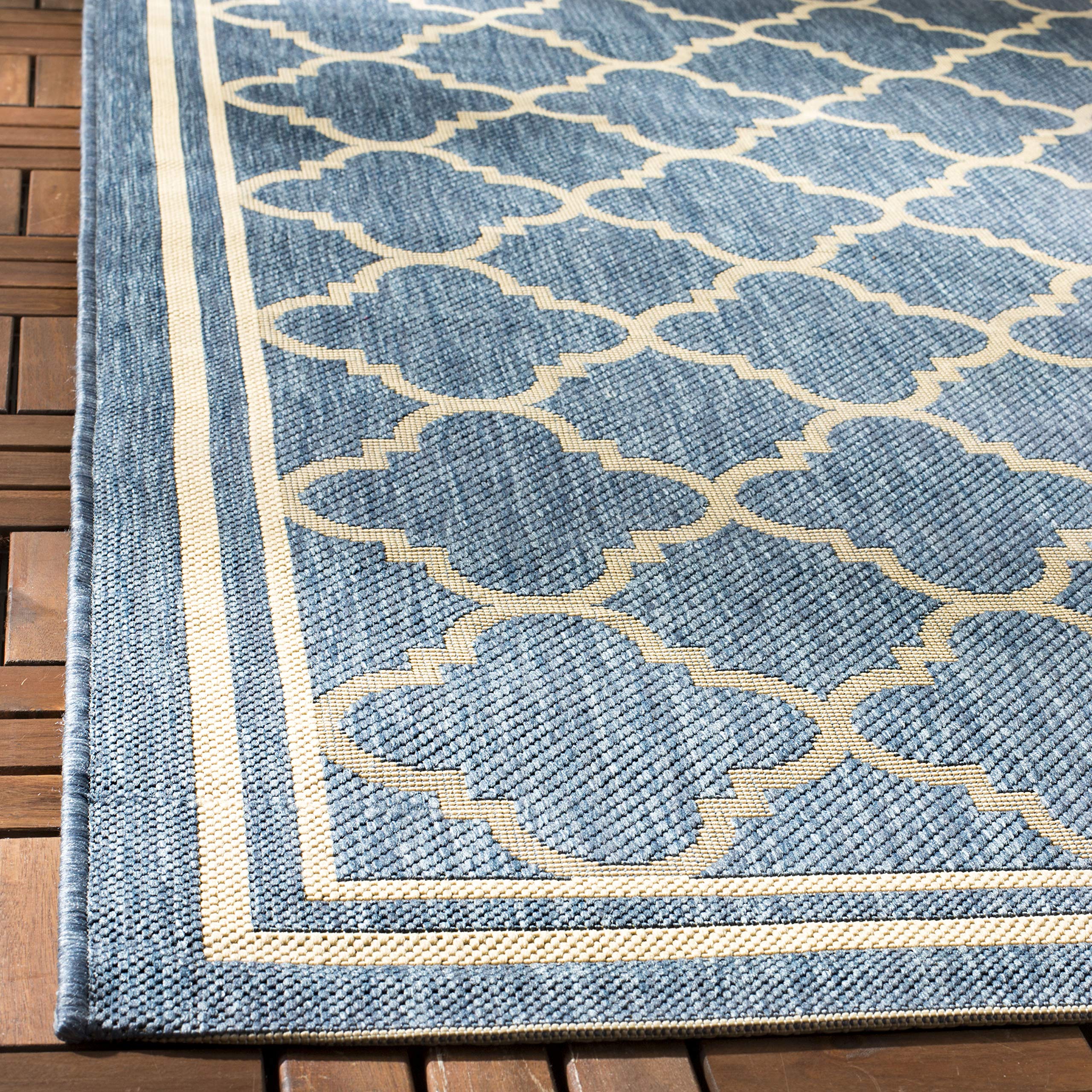 Safavieh Courtyard Collection 8' X 10' Blue/Beige Cy6918 Trellis Indoor/ Outdoor Patio Backyard Mudroom Area Rug