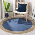 SAFAVIEH Natural Fiber Round Collection 5 Round Royal Blue NF801D Handmade Boho Braided Jute Area Rug