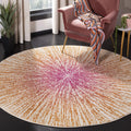SAFAVIEH Evoke Collection 51 Round Fuchsia/Cream EVK228R Abstract Burst Non-Shedding Dining Room Entryway Foyer Living Room Bed
