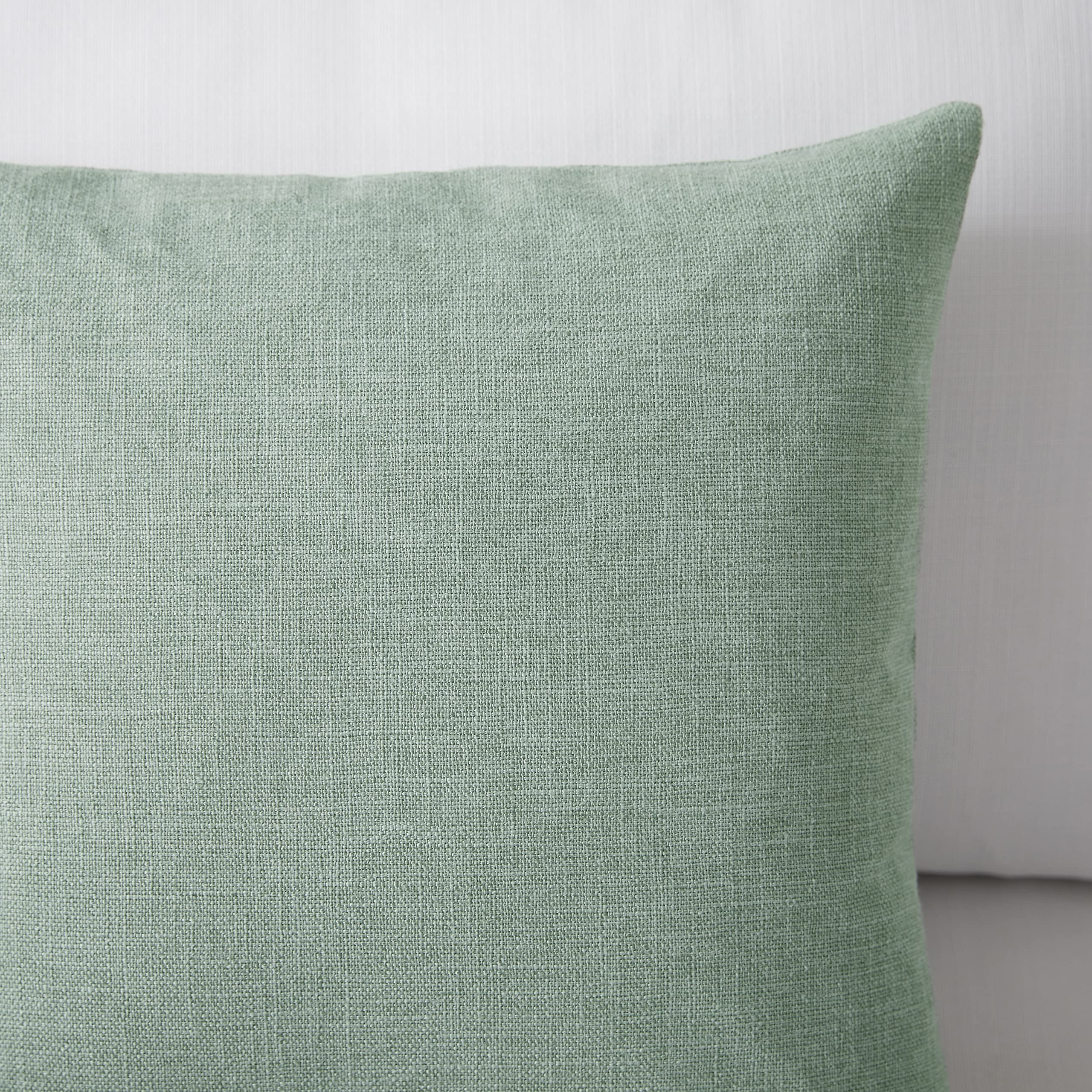 Meekio Set Of 2 Sage Green Pillow Covers 22 X 22 Inch Farmhouse Boho Decorative Throw Pillow Covers Linen Cushion Covers For Sofa Couch D?or