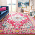 SAFAVIEH Monaco Collection Area Rug - 8 x 10, Pink & Multi, Boho Chic Medallion Distressed Design, Non-Shedding & Easy Care, I
