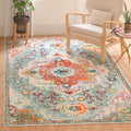 SAFAVIEH Crystal Collection 4 Square Teal/Orange CRS501J Boho Chic Oriental Medallion Distressed Non-Shedding Living Room Bedro