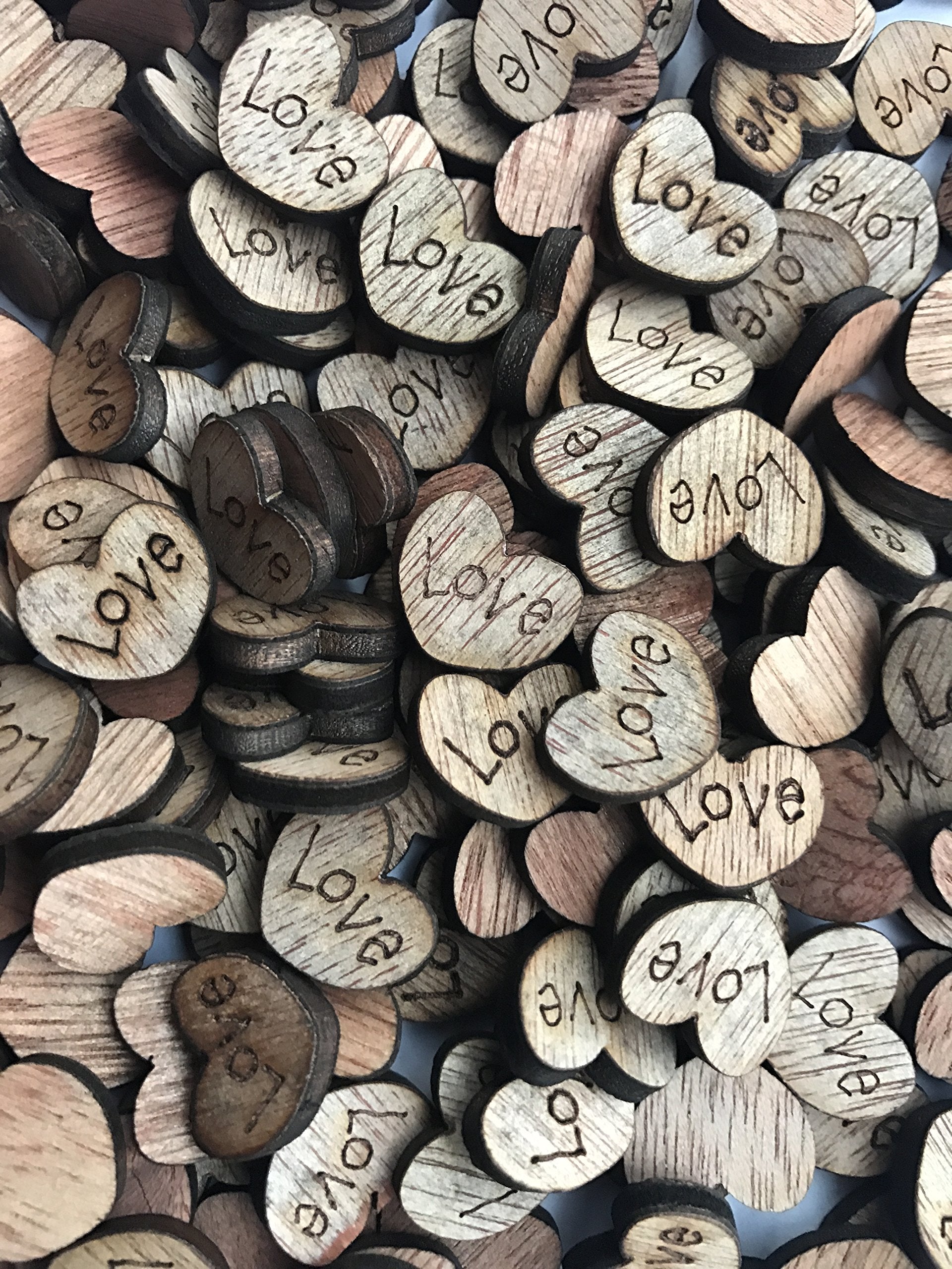 NIGHT-GRING 200pcs Rustic Wooden Love Heart Wedding Table Scatter Decoration Crafts Childrens DIY Manual Patch