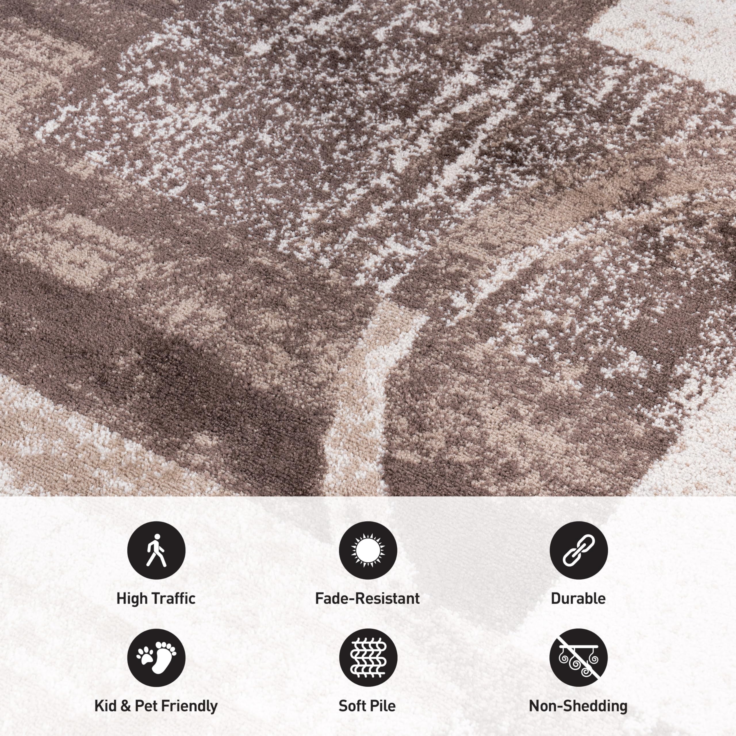 Rugshop Contemporary Abstract Circle Design Soft Runner Rug 2' X 7'2'' Brown