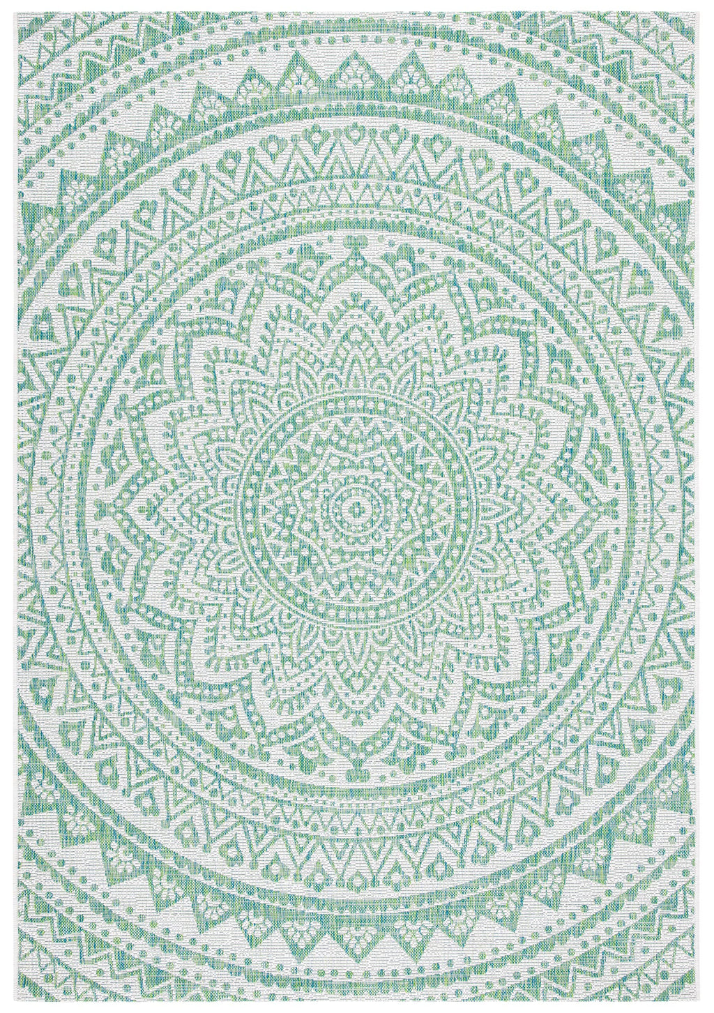 Safavieh Courtyard Collection 4' X 5'7' Navy / Aqua Cy8734 Indoor/ Outdoor Patio Backyard Mudroom Accent Rug