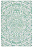 Safavieh Courtyard Collection 4' X 5'7' Navy / Aqua Cy8734 Indoor/ Outdoor Patio Backyard Mudroom Accent Rug