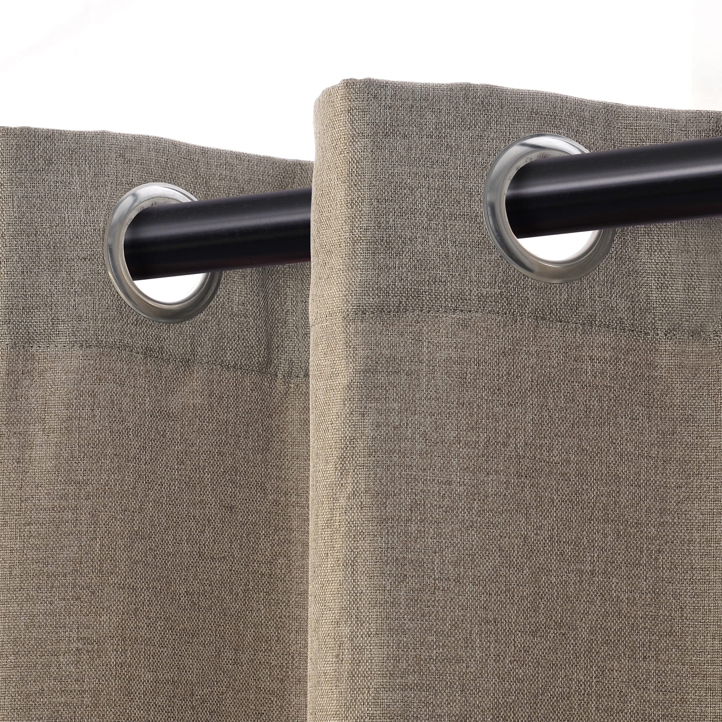 Superior Linen Textured Blackout Curtain Set of 2, Thermal Insulated Panel Pair with Grommet Top Header, Classic Natural Look Ro
