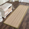 Safavieh Natural Fiber Collection Runner Rug - 26 x 16, Natural & Olive, Border Herringbone Seagrass Design, Easy Care, Ideal 