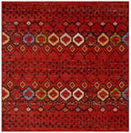 Safavieh Amsterdam Collection 5'1'' Square Terracotta / Multi Ams108D Moroccan Boho Non-Shedding Living Room Bedroom Area Rug