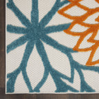 Nourison Aloha Indoor/Outdoor Turquoise/Multicolor 3' X 5' Area Rug, Easy Cleaning, Non Shedding, Bed Room, Living Room, Dining Room, Deck, Backyard, Patio (3X5)
