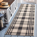 SAFAVIEH Courtyard Collection 23 x 14 Black/Bone CY6201 Plaid Indoor/ Outdoor Patio Backyard Mudroom Runner Rug