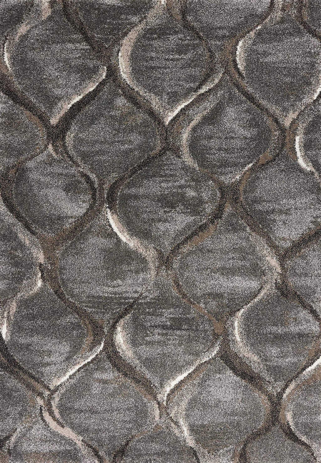HomeRoots Polypropylene 5'x8' Charcoal Grey Machine Woven Ogee Indoor Area Rug