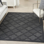 Nourison Easy Care Moroccan Charcoal/Black 5' X 7' Area Rug, Trellis, Easy Cleaning, Non Shedding, Bed Room, Living Room, Dining Room, Backyard, Deck, Patio (5X7)