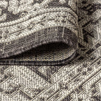 Jonathan Y Smb101D-28 Sinjuri Medallion Textured Weave Indoor/Outdoor Gray/Black 2 Ft. X 8 Ft. Runner-Rug, Coastal,Easy-Cleaning,Hightraffic,Livingroom,Backyard, Non Shedding