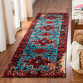 SAFAVIEH Vintage Hamadan Collection Runner Rug - 23 x 8, Red & Light Blue, Oriental Persian Design, Non-Shedding & Easy Care, 
