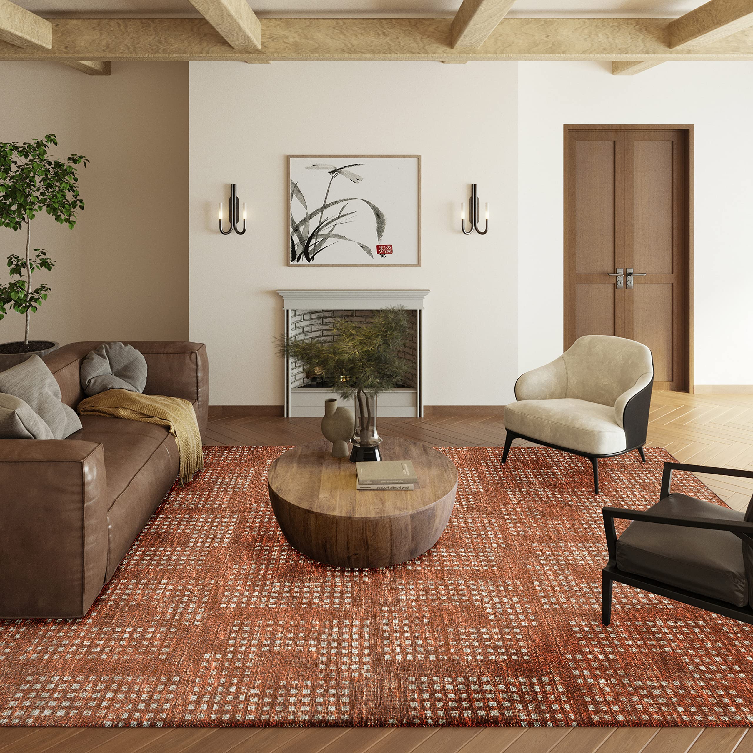 Addison Rugs Eleanor Aer31 Canyon 5' X 7'6" Indoor Outdoor Area Rug, Easy Clean, Machine Washable, Non Shedding, Bedroom, Living Room, Dining Room, Kitchen, Patio Rug