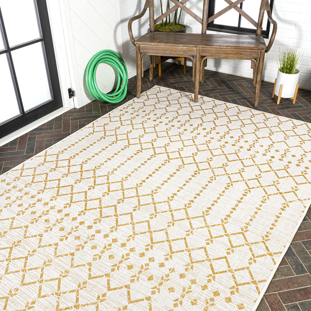 Jonathan Y Smb108J-5 Ourika Moroccan Geometric Textured Weave Indoor Outdoor Area-Rug, Bohemian Coastal Traditional Easy-Cleanin