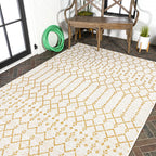 Jonathan Y Smb108J-5 Ourika Moroccan Geometric Textured Weave Indoor Outdoor Area-Rug, Bohemian Coastal Traditional Easy-Cleanin