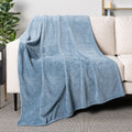 PAVILIA Soft Fleece Dusty Blue Throw Blanket for Couch, Lightweight Plush Warm Blankets for Bed, Fuzzy Cozy Flannel Blanket Thro