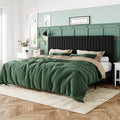 Allewie King Platform Bed Frame, Velvet Upholstered with Adjustable Vertical Channel Tufted Headboard, Mattress Foundation with 