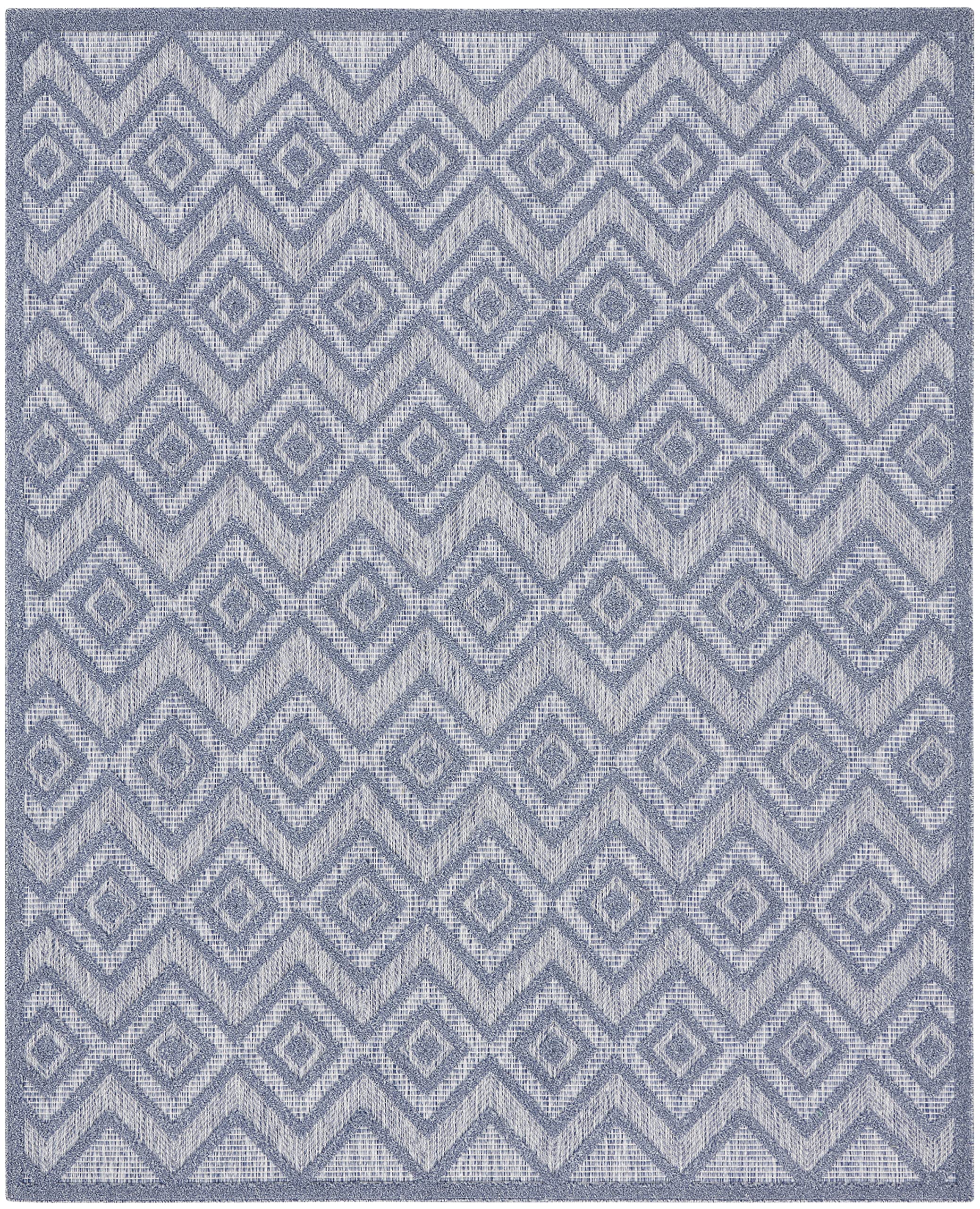 Nourison Versatile Indoor/Outdoor Denim Blue 9' X 12' Area Rug, Easy Cleaning, Non Shedding, Bed Room, Living Room, Dining Room, Deck, Backyard, Patio, High Traffic Area (9X12)