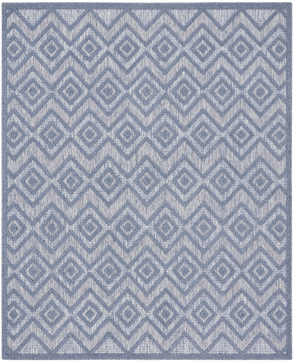 Nourison Versatile Indoor/Outdoor Denim Blue 8' X 10' Area Rug, Easy Cleaning, Non Shedding, Bed Room, Living Room, Dining Room, Deck, Backyard, Patio, High Traffic Area (8X10)