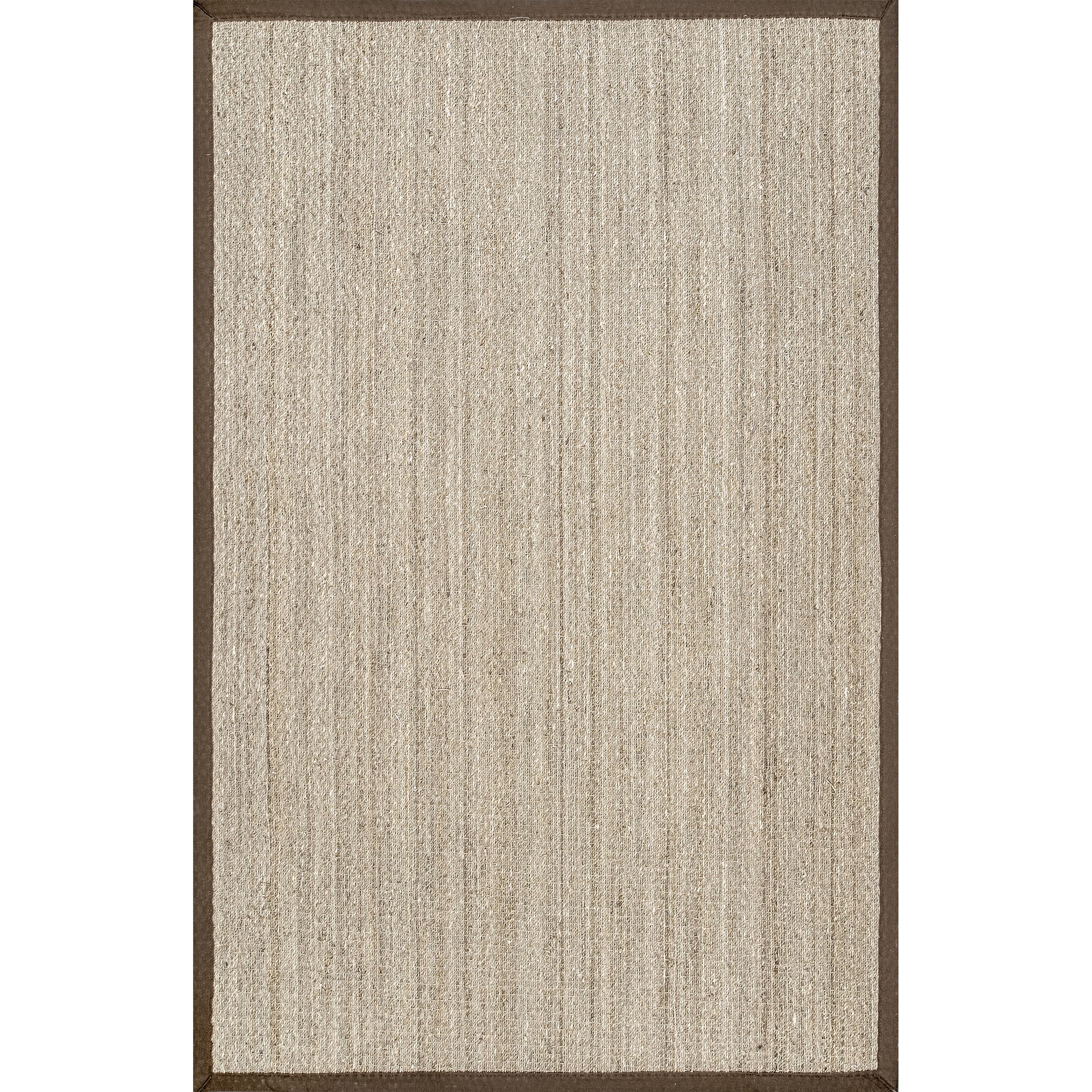 Nuloom 4X6 Elijah Seagrass Area Rug, Brown, Solid Farmhouse Style, Cotton Bordered, Basketweave, Natural Fiber, For Bedroom, Din
