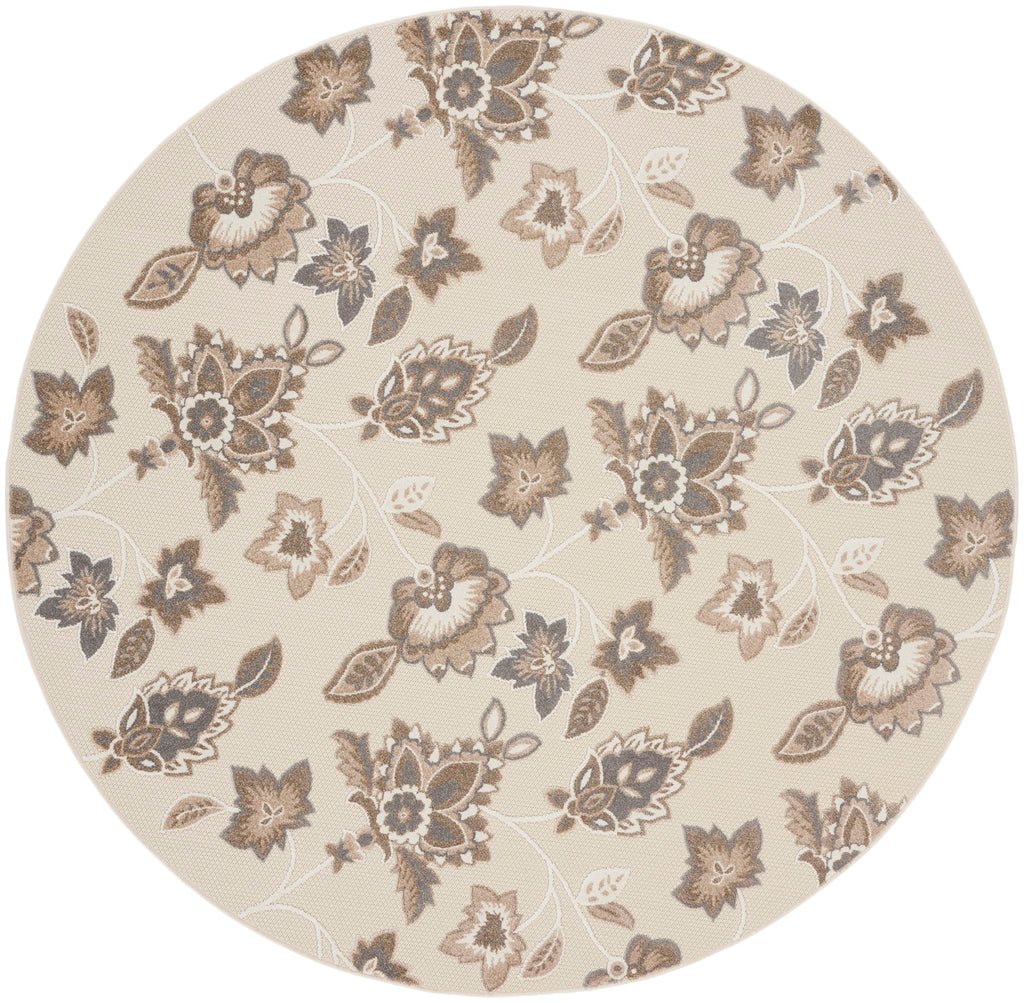 Nourison Aloha Indoor-Outdoor Beige 7?0?X Round Area Rug, Easy Cleaning, Non Shedding, Bed Room, Living Room, Dining Room, Backyard, Deck, Patio (8 Round)