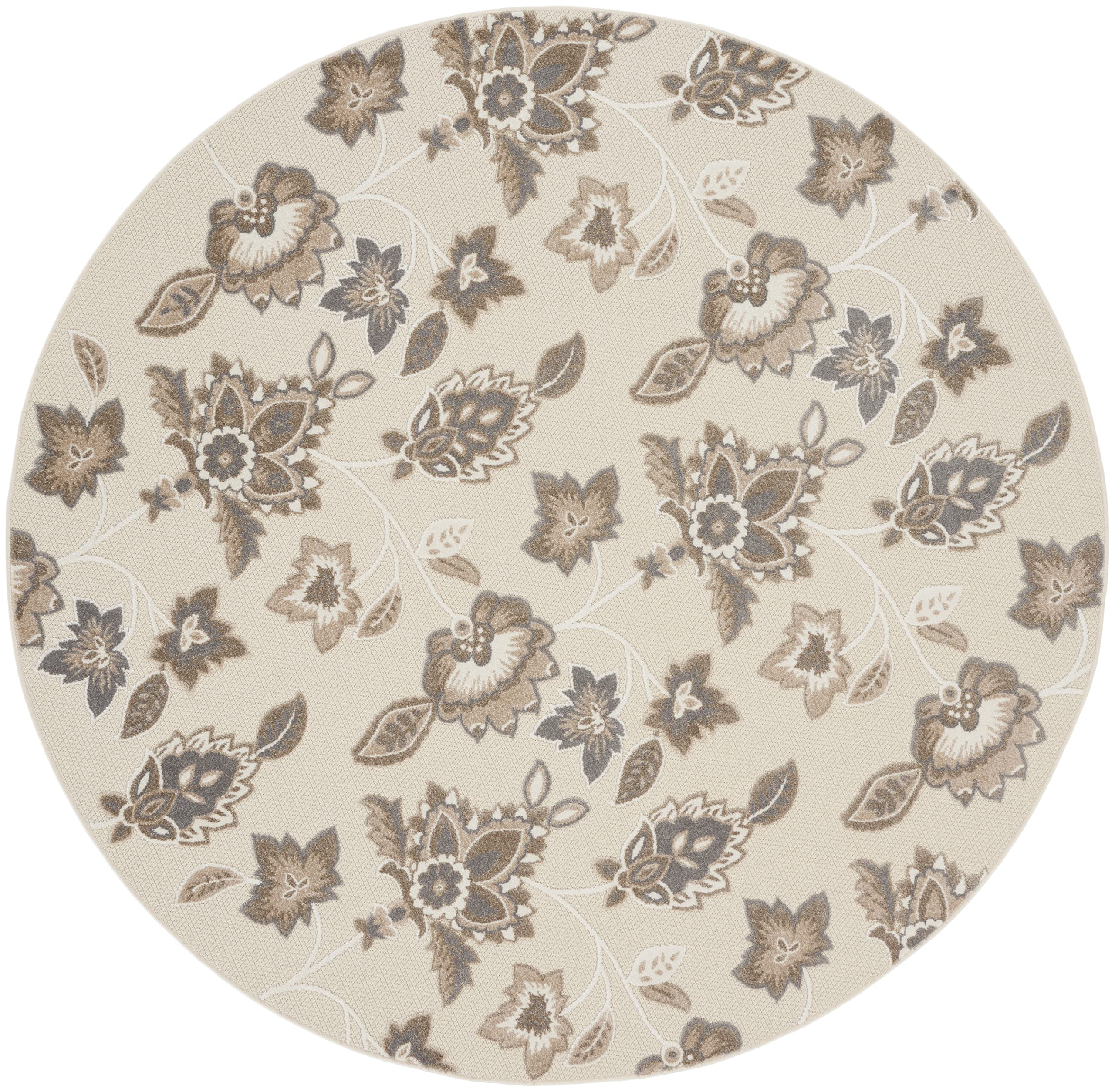 Nourison Aloha Indoor-Outdoor Beige 7?0?X Round Area Rug, Easy Cleaning, Non Shedding, Bed Room, Living Room, Dining Room, Backyard, Deck, Patio (8 Round)
