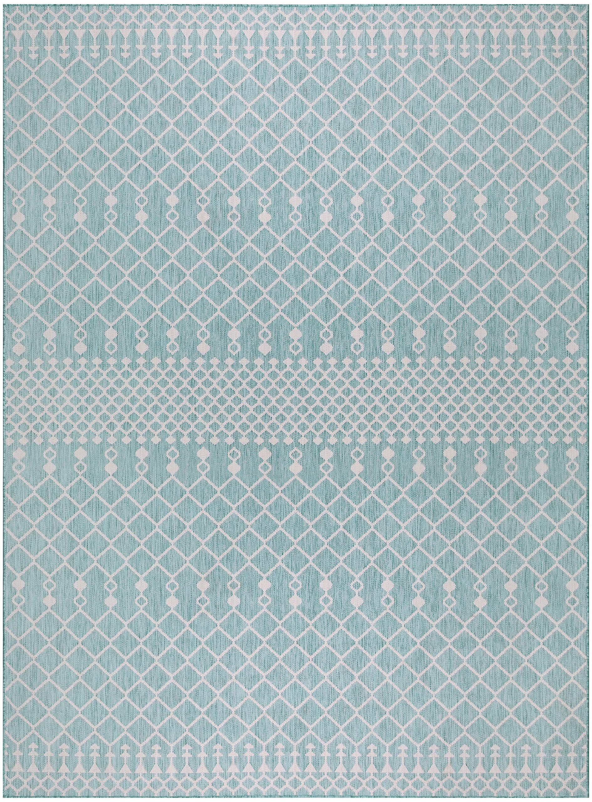 Nourison Positano Indoor/Outdoor Aqua 8' X 10' Area Rug, Easy Cleaning, Non Shedding, Bed Room, Living Room, Dining Room, Backyard, Deck, Patio (8X10)