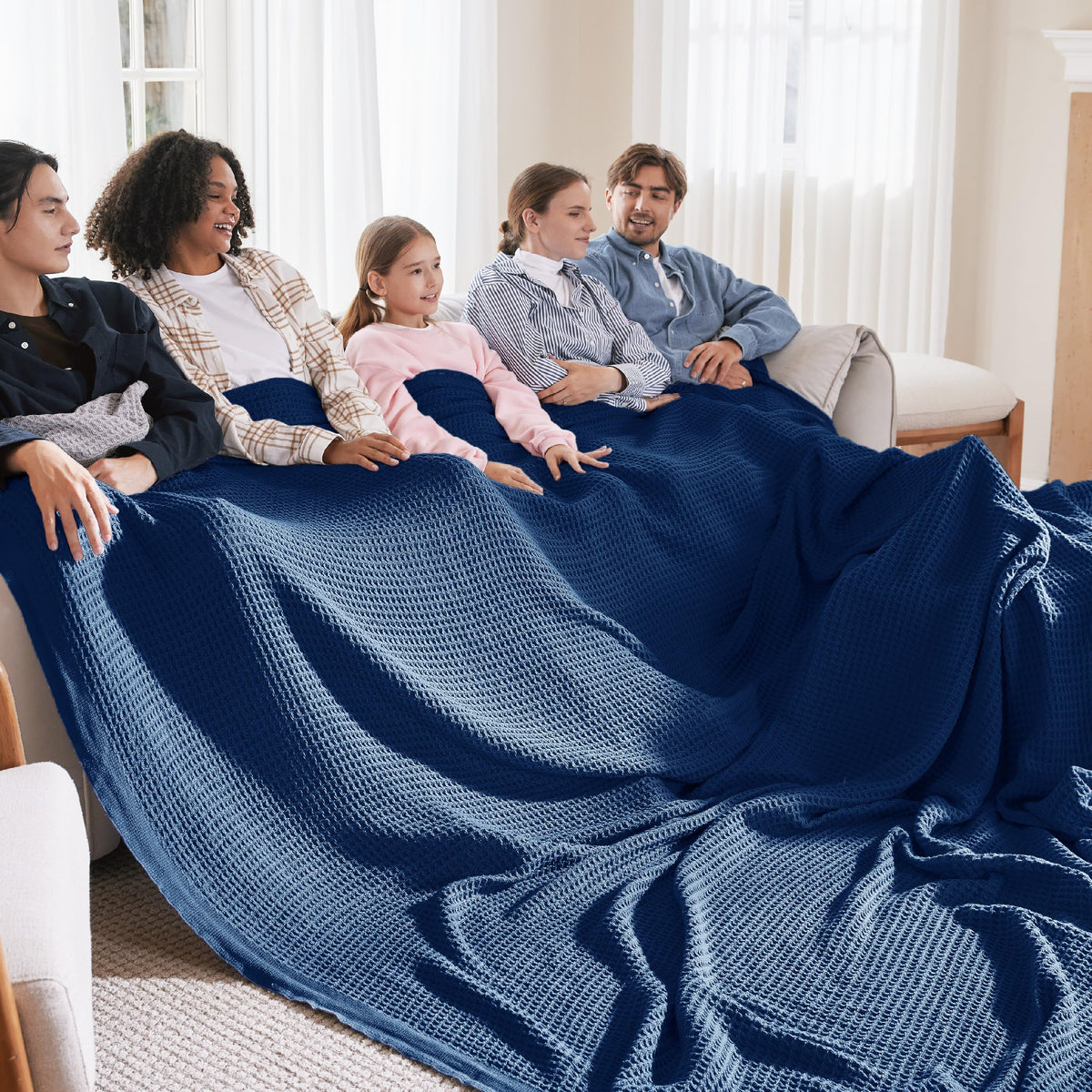 Bedsure 100% Cotton Large Blanket Oversized King For Bed - Waffle Weave Fall Blanket, Lightweight And Breathable Big Blanket, Na