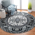 SAFAVIEH Vintage Hamadan Collection 67 Round Light Grey / Dark Grey VTH211F Oriental Traditional Persian Non-Shedding Dining Ro