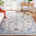 SAFAVIEH Madison Collection Area Rug - 6 x 9, Ivory & Light Blue, Boho Chic Medallion Distressed Design, Non-Shedding & Easy C