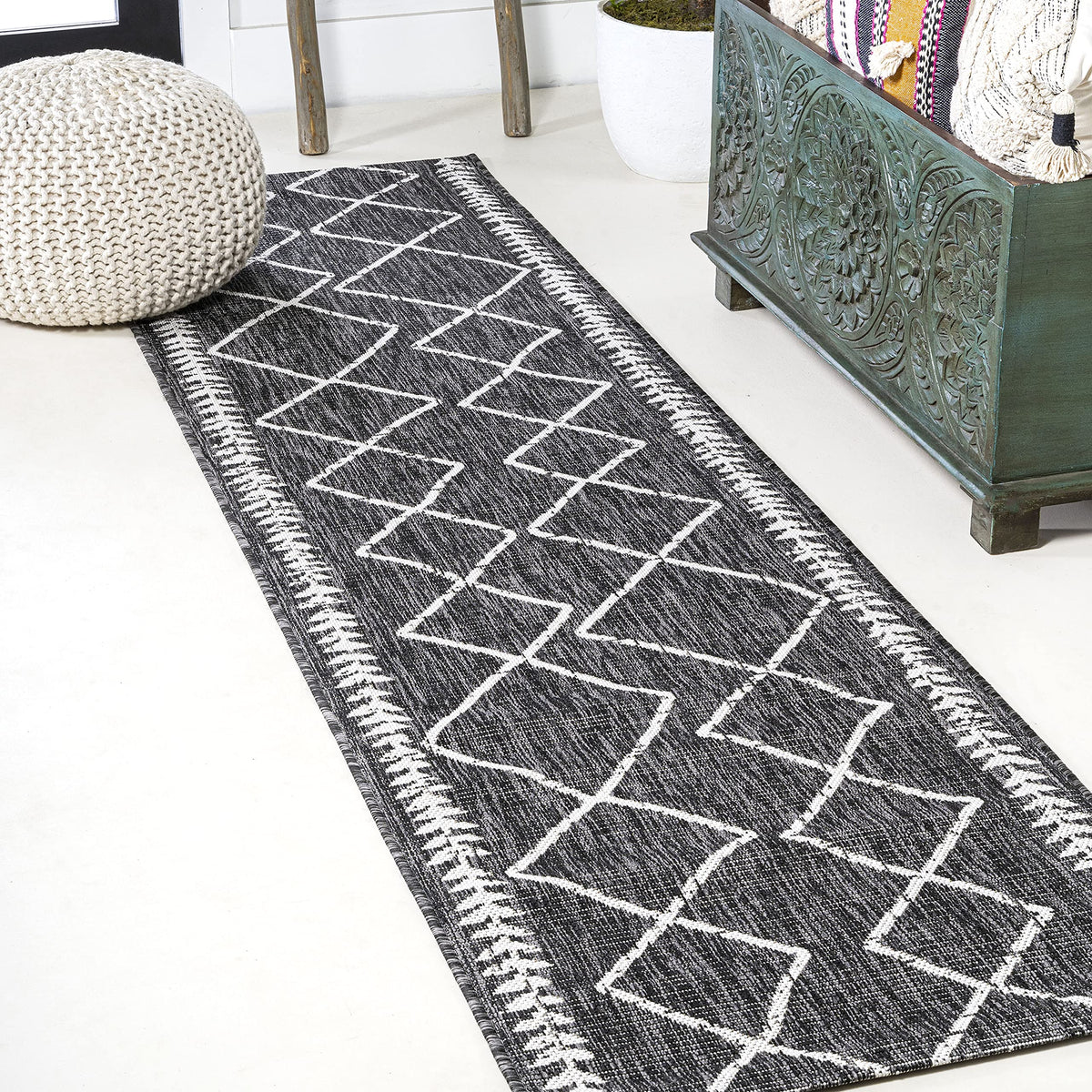 Jonathan Y Smb129E-28 Derya Tribal Diamond Trellis Indoor Outdoor Area-Rug Bohemian Contemporary Easy-Cleaning Bedroom Kitchen B