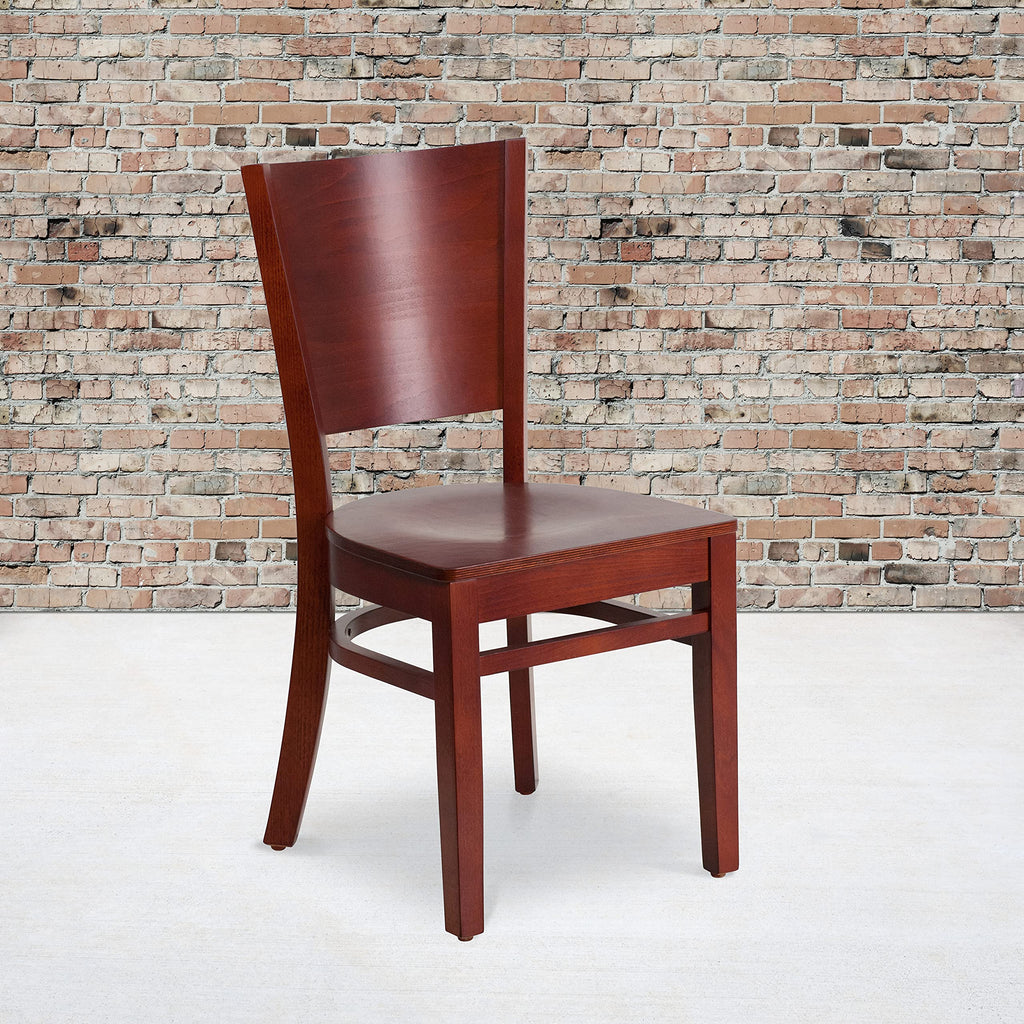Flash Furniture Lacey Series Solid Back Mahogany Wood Restaurant Chair