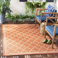 SAFAVIEH Courtyard Collection 4 Square Terracotta / Bone CY6918 Trellis Indoor/ Outdoor Waterproof Easy--Cleaning Patio Backyar