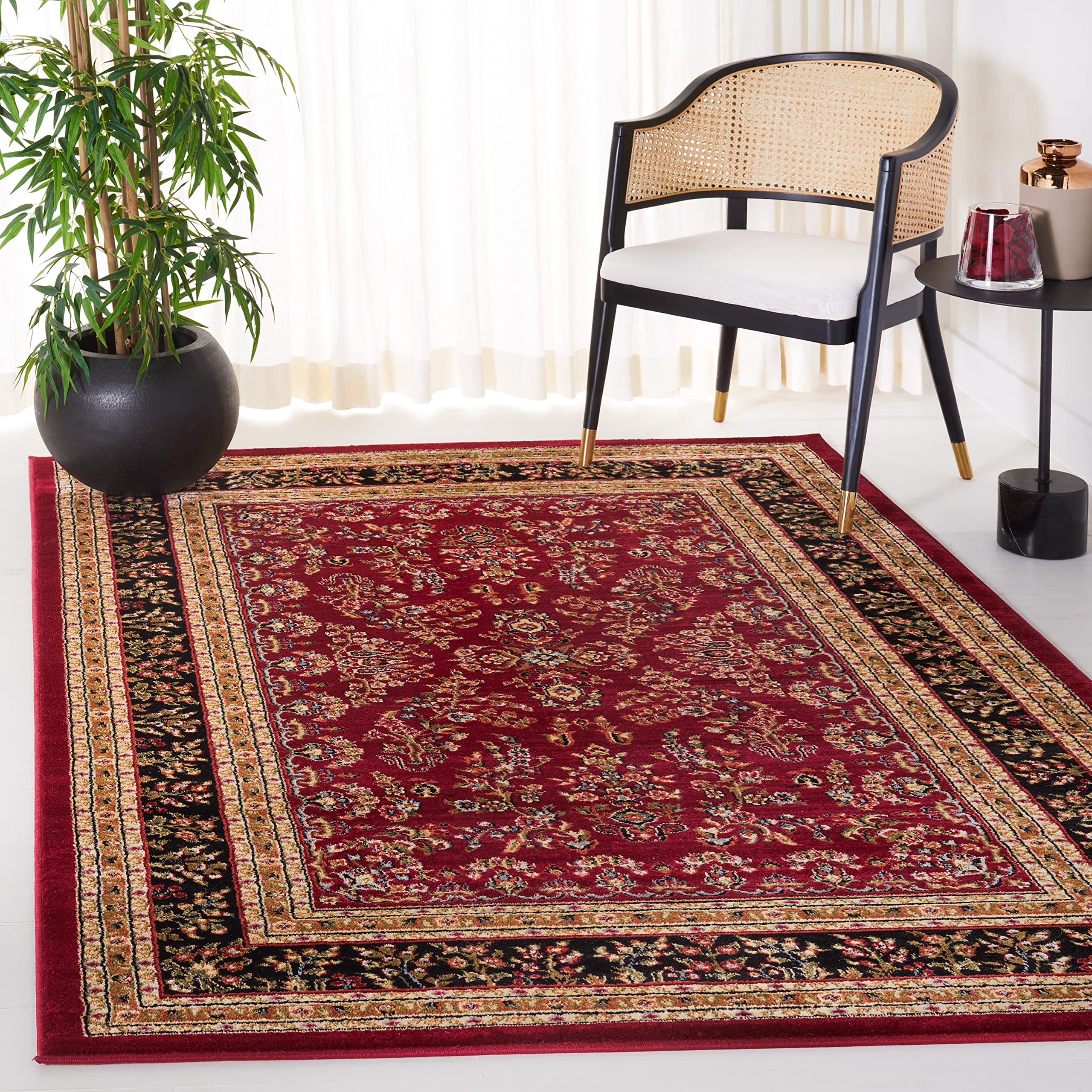 SAFAVIEH Lyndhurst Collection Area Rug - 6 x 9, Red & Black, Traditional Oriental Design, Non-Shedding & Easy Care, Ideal for 