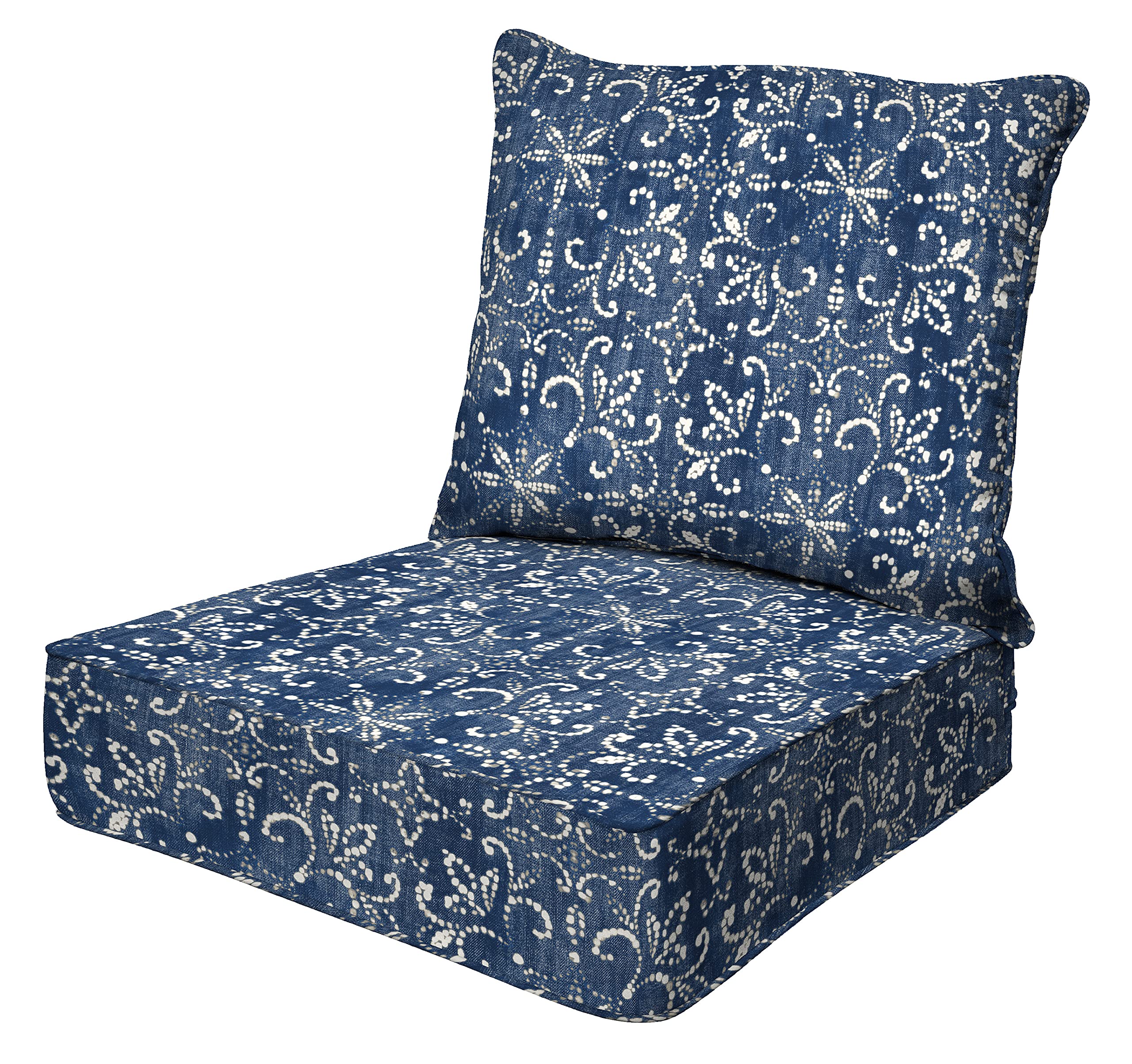 Honeycomb Outdoor Boheme Indigo Deep Seating Patio Cushion Set: Resilient Foam Filling, Weather Resistant And Stylish Set, Seat: