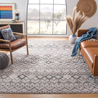 SAFAVIEH Amsterdam Collection Area Rug - 6'7'' x 9'2'', Light Grey & Brown, Moroccan Boho Design, Non-Shedding & Easy Care, Idea