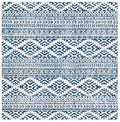 SAFAVIEH Tulum Collection 67 Square Ivory / Navy TUL272D Moroccan Boho Tribal Non-Shedding Living Room Bedroom Dining Home Offi